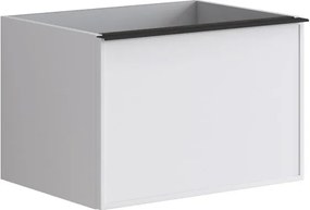Cassettiera Pixel con 2 cassetti  frontale frame laccato opaco bianco e maniglia alluminio nero opaco L60 X H40 X P45,5 cm
