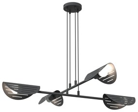 Lampadario Moderno 4 Luci Iperione A Bracci In Acciaio Nero