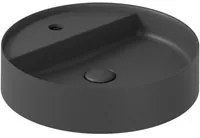 Lavabo tondo da appoggio con piano rubinetteria serie Smart-B di Ceramica Galassia - Nero matt diam. 45cm