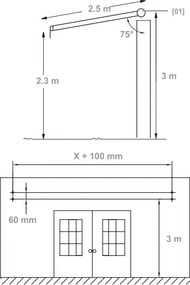 Tenda da Sole Barra Quadra 200x250 cm Tessuto in Poliestere Riga Beige...