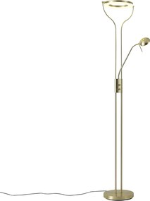 Lampada da terra moderna oro con braccio da lettura incl. LED e dimmer - Divo