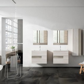 Mobile da bagno sospeso sotto lavabo L 60 x H 55 x P 45 cm betulla laminato opaco, 2 cassetti VISOBATH Vision