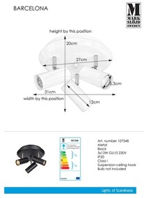 Lampada da parete nera Barcelona Tres - Markslöjd
