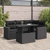 Set Divani da Giardino 5 pz con Cuscini in Polyrattan Nero 3326306