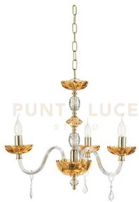 Lampadario patricia 3 luci attacco e14 colore ambra d.65cm