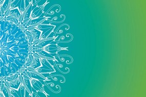 Carta da parati – Mandala bianca su sfondo verde-blu