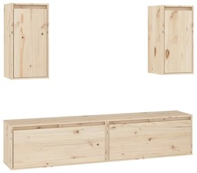 Mobili porta tv 4 pz in legno massello di pino