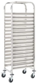 Carrello Da Cucina Per 16 Vassoi 38x55x163 Cm İn Acciaio Inox /