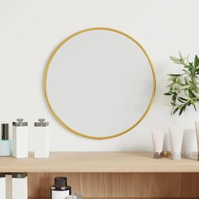 Specchio da Parete Rotondo con Cornice Elegante per Arredamento Interni, Ø 30 cm / Oro