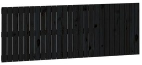 Testiera da parete nera 166x3x60 cm in legno massello di pino