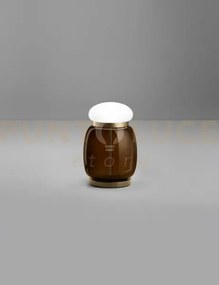 Faro lampada da tavolo s terra bruciata bianco montatura ottone ver...