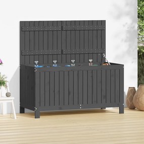 Contenitore Da Giardino Grigio 121x55x64 Cm Legno Massello Pino /