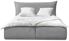 Letto matrimoniale imbottito grigio chiaro con contenitore con griglia 160x200 cm Jade - Bobochic Paris