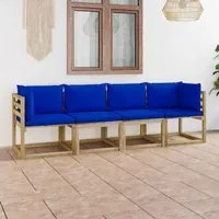 Divano da Giardino a 4 Posti con Cuscini Blu 3065239