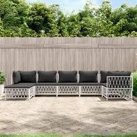 Set Salotto da Giardino 7 pz con Cuscini in Acciaio Bianco 3186896