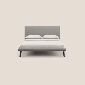 Noel letto minimal scandinavo con piedi in mogano e tessuto fiammato impermeabile T19