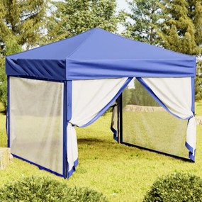 Tenda Per Feste Pieghevole Con Pareti Laterali Blu 3x3 M /