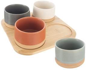 Set da portata in gres di colore naturale 4 pezzi - Orion