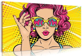 Stampa su tela – Donna con capelli rosa
