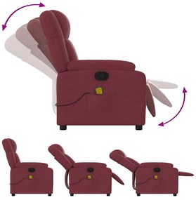 Poltrona massaggiante reclinabile rosso vino in tessuto
