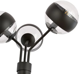 Piantana Moderno Orione Acciaio Nero Trasparente 3 Luci E14 Ip20