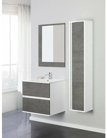 Mobile Bagno Feridras Cemento L.60xP.47xH.57 con Lavabo e Specchio