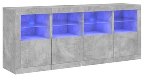 Credenza con luci led grigio cemento 163x37x67 cm