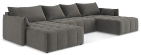 Divano angolare grigio scuro allungabile/con contenitore (a U) Moku – Makamii