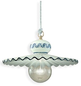 Lampadario Classico Roma Ceramica E Ottone Satinato Decorato 1 Luce E27