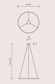 Anello sospensione nero verniciato diam.109 cm + dimmer