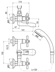 RAV Slezák MK154.5/1 - Set per vasca con miscelatore MORAVA, cromo lucido