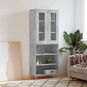 Credenza grigio cemento 69,5x34x180 cm in legno multistrato