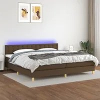 Letto a Molle Materasso e LED Marronescuro 200x200cm in Tessuto 3134064