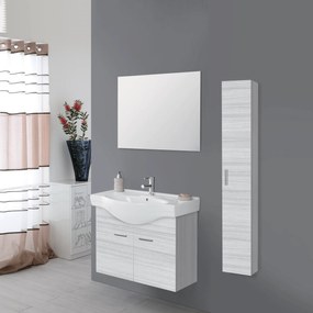 Mobile Bagno Sospeso 85 Cm Due Ante Specchio Feridras "Stella" Grigio