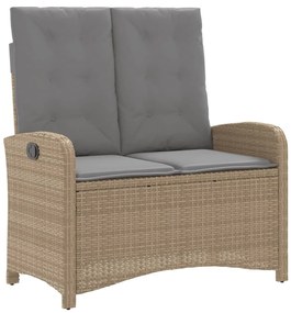 Panca Reclinabile da Giardino con Cuscini Beige in Polyrattan