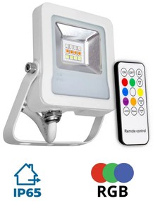 Faro proiettore LED RGB 10W IP65 con Telecomando - Bianco Colore RGB