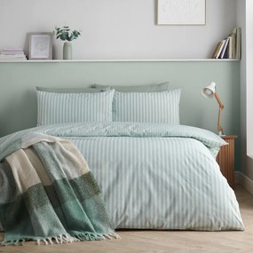 Set copripiumino e federa verde per letto matrimoniale/per letto esteso 3 pezzi 230x220 cm Epping Textured Stripe – Catherine Lansfield