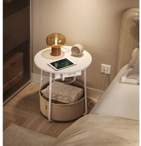 Tavolino con prese elettriche integrate e porte USB NOIRA beige/bianco