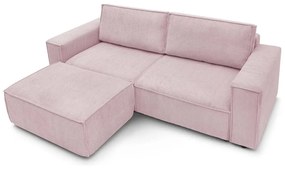 Divano letto in velluto a coste rosa chiaro 245 cm Nihad - Bobochic Paris