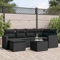 Set Divani da Giardino con Cuscini 7pz Nero Polyrattan 3251602