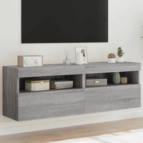 Mobili tv a parete con luci led 2pz grigio sonoma 60x30x40 cm