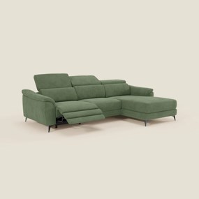 Arcos Divano con penisola - piedini alti e poggiatesta reclinabili in microfibra impermeabile T11 verde