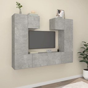 Set di mobili porta tv 6 pz grigio cemento in legno multistrato