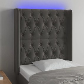 Testiera A Led Grigio Scuro 83x16x118/128 Cm İn Velluto /