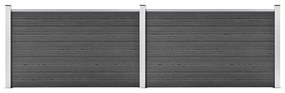 Set Pannelli di Recinzione in WPC 353x105 cm Nero