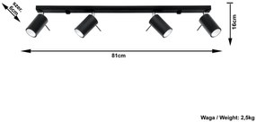 Plafoniera da Soffitto in Acciaio 4xGU10 RING 4L Orientabile Nera
