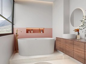 Vasca da bagno freestanding scanalata 220 litri 150 x 75 x 58 cm in Acrilico Bianco lucido - ALIENA