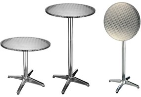 Hi tavolino pieghevole da bar in alluminio rotondo 60x60x(58-115) cm