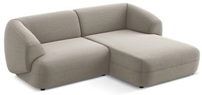 Divano angolare beige (con penisola a destra) con rivestimento in velluto Moana – Makamii