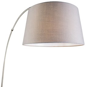 Lampada ad arco intelligente con paralume in acciaio grigio incl. Wi-Fi A60 - Arc Basic